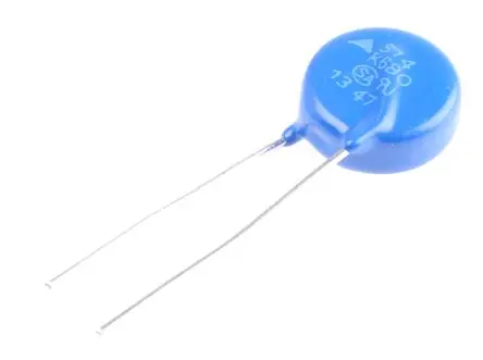 Produktfoto 1 von TDK Metalloxid-Varistor, 180 pF, 1100 V / 50 A 2970 V, 4500 A max., Ø 15.5 mm, 8 mm, L. 44 mm