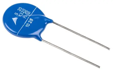 Produktfoto 1 von TDK Metalloxid-Varistor, 540 pF, 510 V / 100 A 2970 V, 8000 A max., Ø 21.5 mm, 5.8 mm, L. 50.5 mm