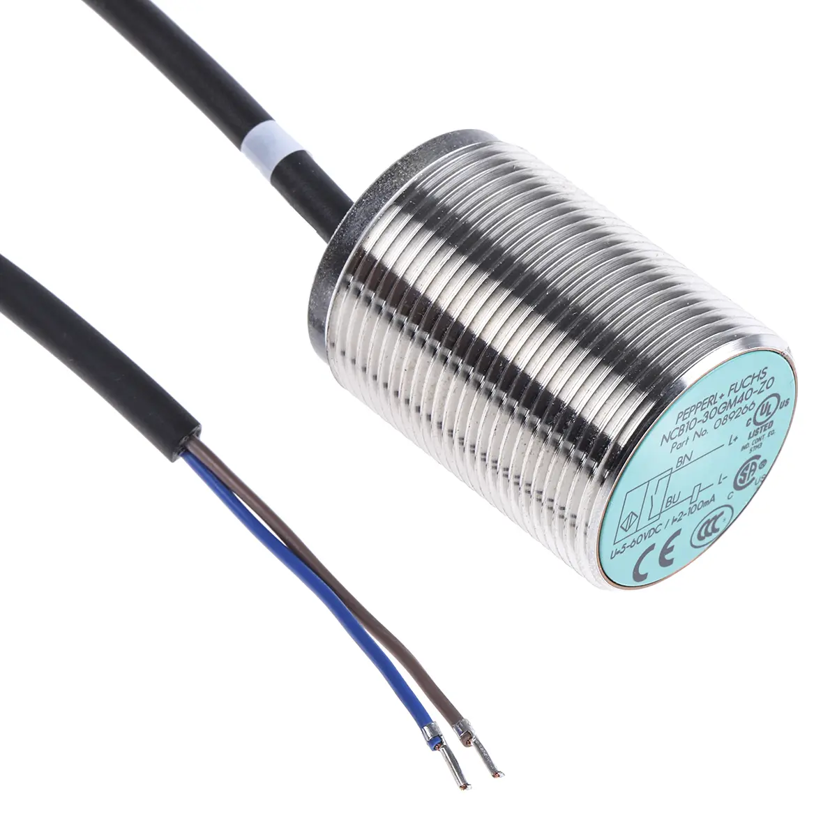 Produktfoto 1 von Pepperl + Fuchs M30 Näherungssensor Induktiv, Gewinderohr 10 mm 2-Draht 5 → 60 V dc / 100 mA NO, IP67