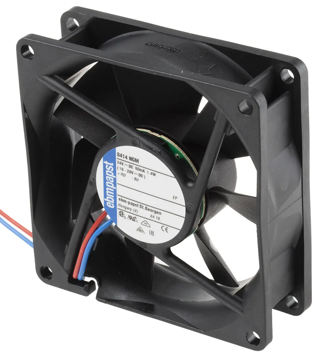 Produktfoto 1 von ebm-papst 8400 N DC-Axiallüfter, Gleitlager, 24 V dc / 1.4W, 80 x 80 x 25mm, 2600U/min, 58m³/h