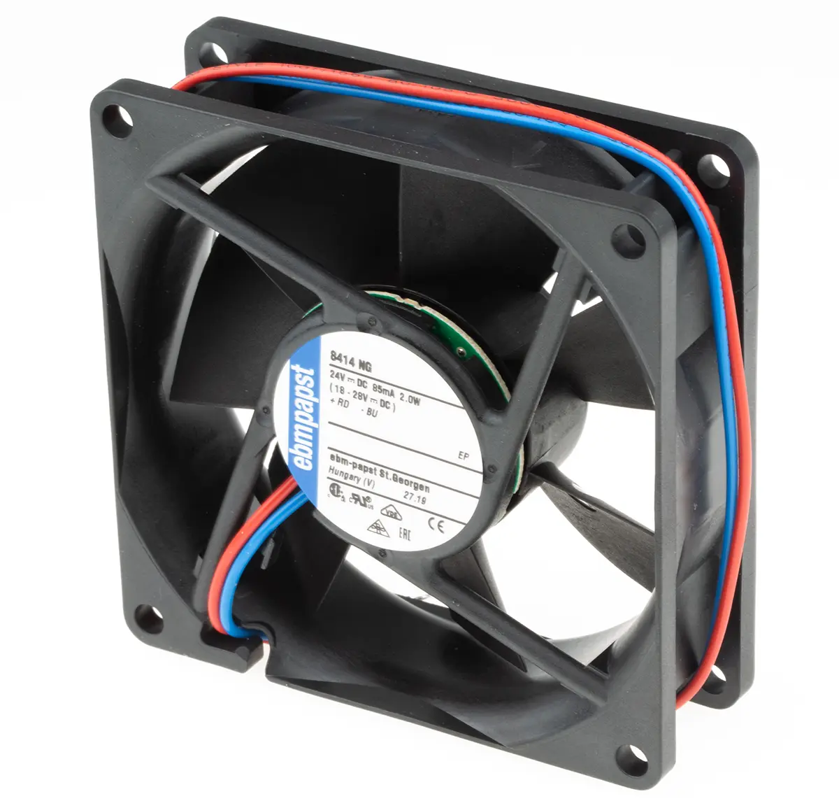 ebm-papst 8400 N DC-Axiallüfter, Gleitlager, 24 V dc / 2W, 80 x 80 x 25mm, 3100U/min, 69m³/h