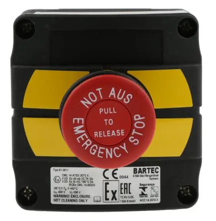 Produktfoto 1 von Bartec ComEx Steuerstation-Schalter 1-poliger Umschalter Rot Thermoplast, IP66, IP67 Schwarz Ø 22 mm Not-Aus