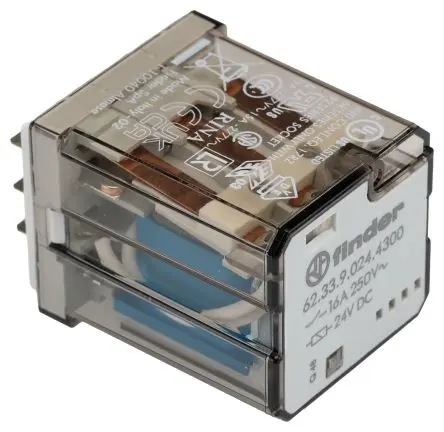Finder 62 Leistungsrelais 24V dc Spule 3-poliger Schließer 16A 192 Ω 1.3 W