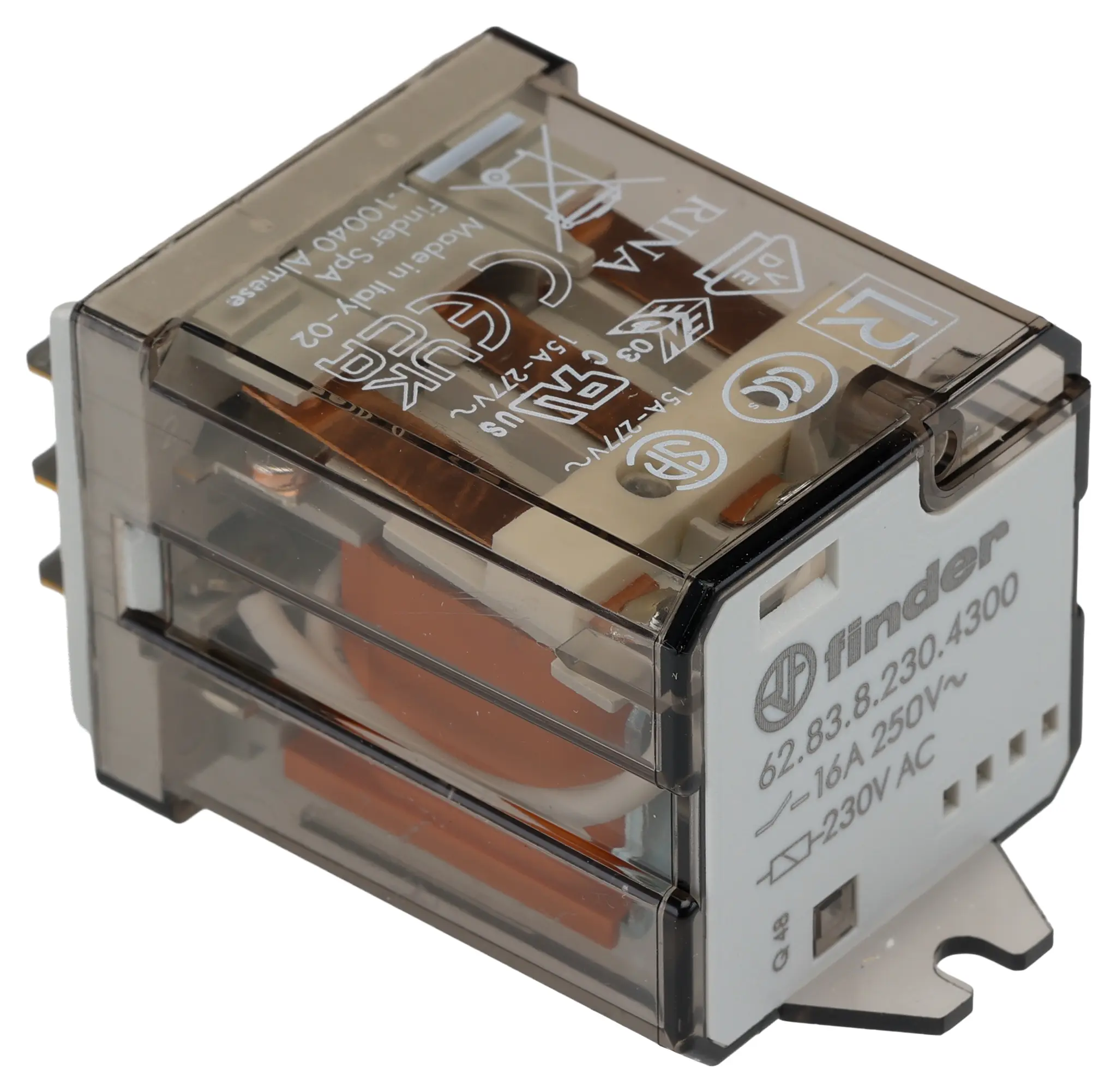 Produktfoto 1 von Finder 230V dc Spule 3-poliger Schließer Steckrelais 16A