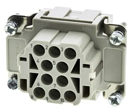 Produktfoto 1 von HARTING HAN EE Industrie-Steckverbinder Kontakteinsatz Buchse, 10-polig 16A, Kabel, Steckverbindereinsatz