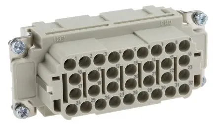 Produktfoto 1 von HARTING HAN EE Industrie-Steckverbinder Kontakteinsatz Buchse, 32-polig 16A, Kabel, Steckverbindereinsatz