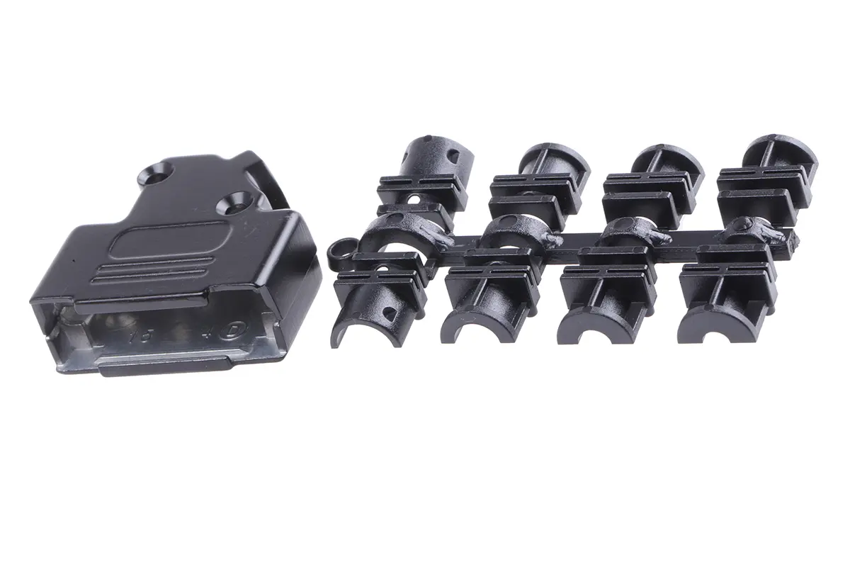 Produktfoto 1 von MH Connectors MHD45ZK-BK D-Sub-Gehäuse Abgewinkelt, 15-polig, D: D-Sub-Gehäuse Zugentlastung, Silber, Größe A, aus Zink