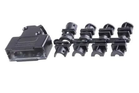 Produktfoto 1 von MH Connectors MHD45ZK-BK D-Sub-Gehäuse Abgewinkelt, 15-polig, D: D-Sub-Gehäuse Zugentlastung, Silber, Größe A, aus Zink