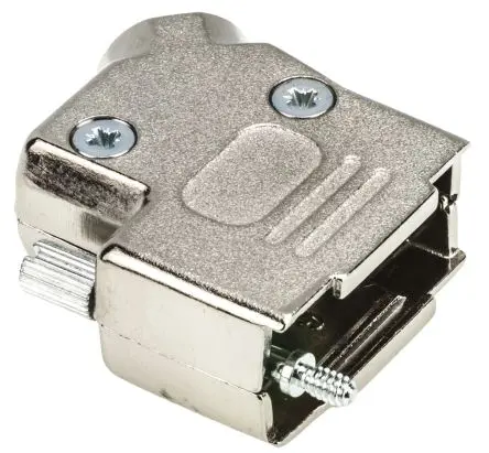 Produktfoto 1 von MH Connectors MHD45ZK D-Sub-Gehäuse Abgewinkelt, 9-polig, D: D-Sub-Gehäuse Zugentlastung, Silber, Größe E, aus Zink