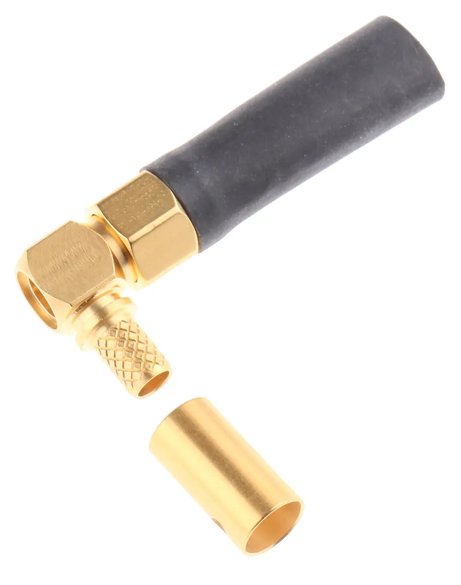 Produktfoto 1 von Radiall SMA Stecker Koaxialsteckverbinder SMA-Steckverbinder, Kabel, 50 Ω Crimpbefestigung, Standard, gewinkelt