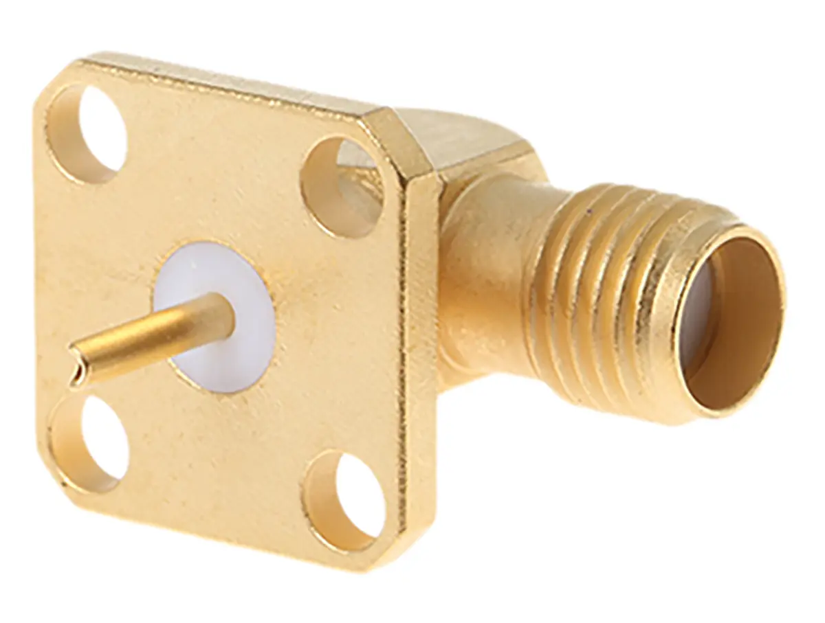 Radiall SMA Buchse Koaxialsteckverbinder SMA-Steckverbinder, Flanschmontage, 50 Ω Lot, Standard, gewinkelt