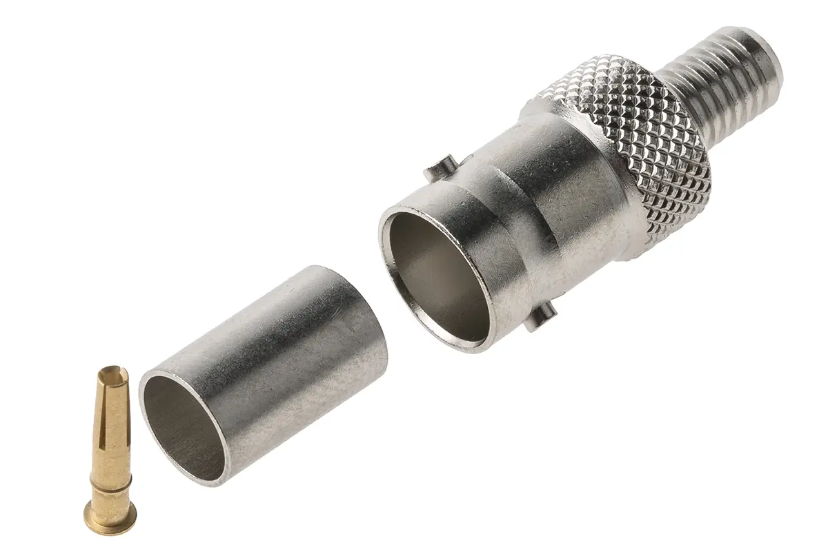 Produktfoto 1 von Radiall BNC Buchse Koaxialsteckverbinder BNC-Steckverbinder, Kabel, für RG59-Kabel, 75 Ω Crimpbefestigung, Standard,