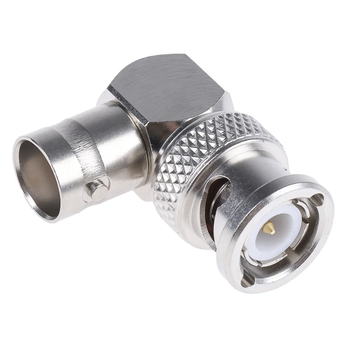 Produktfoto 1 von Radiall HF Adapter, 50 Ω, gewinkelt, 4 GHz Stecker Buchse, Koaxial Nennspannung