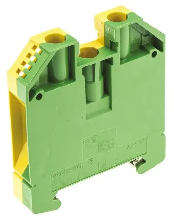 Produktfoto 1 von Weidmüller Schutzleiterklemme, WPE 16, 2-polig, 14AWG, 6 AWG, 16mm² Schraubbefestigung, Gelb, Grün Wemid ATEX