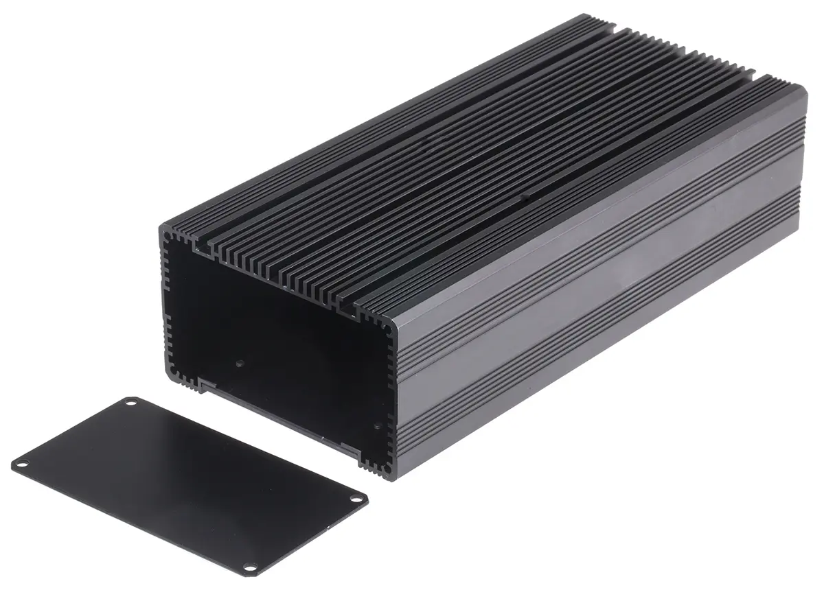 Produktfoto 1 von RS PRO, Kühlkörpergehäuse, Schwarz, Aluminiumeloxal 60.5 mm, 225 mm, 105 mm