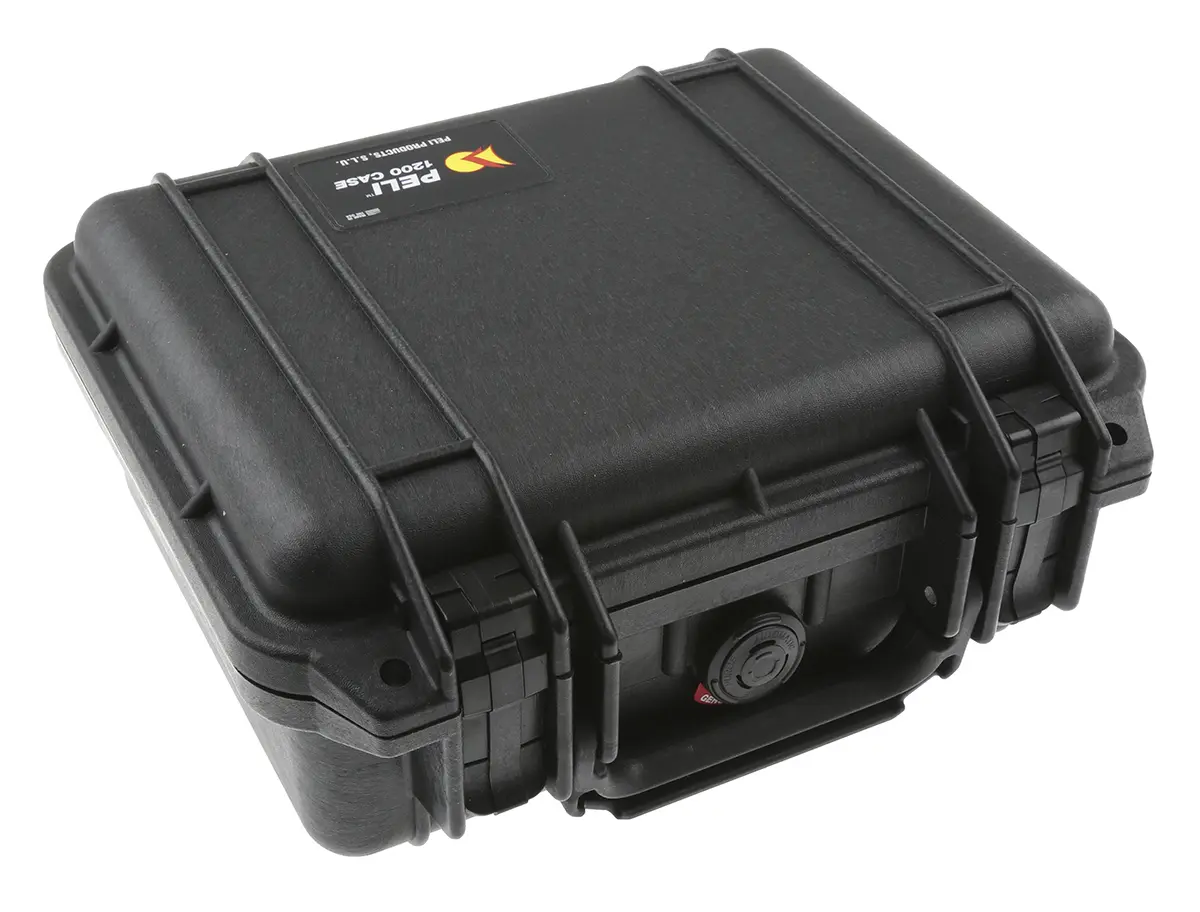 Produktfoto 1 von Pelican 1200 Wasserdicht/Wasserbeständig Polypropylen Kunststoff Wasserdicht Transportkoffer Schwarz 246 mm, Außenmaße