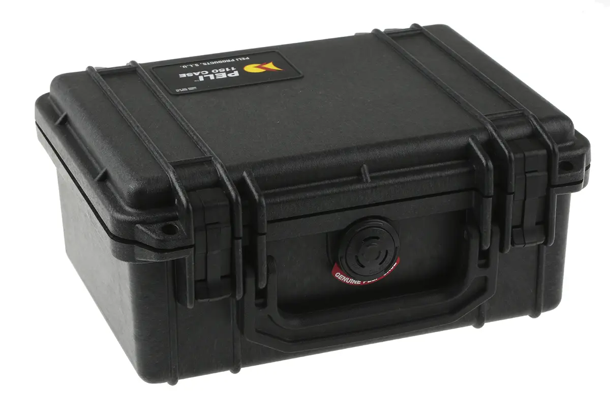 Produktfoto 1 von Pelican 1150 Wasserdicht/Wasserbeständig Polypropylen Kunststoff Wasserdicht Transportkoffer Schwarz 192 mm, Außenmaße