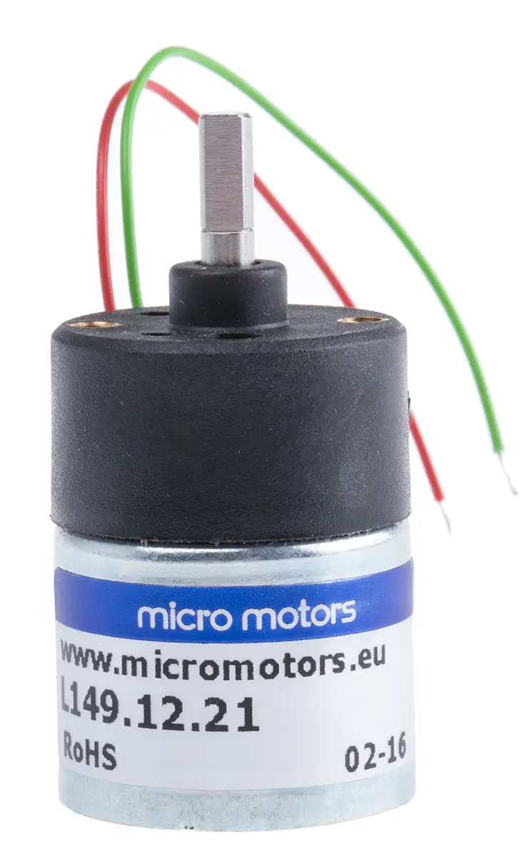 Produktfoto 1 von Micromotors Bürsten-Getriebemotor bis 2,5 Ncm, 12 V dc, , Wellen-Ø 4mm, 27mm x 36mm