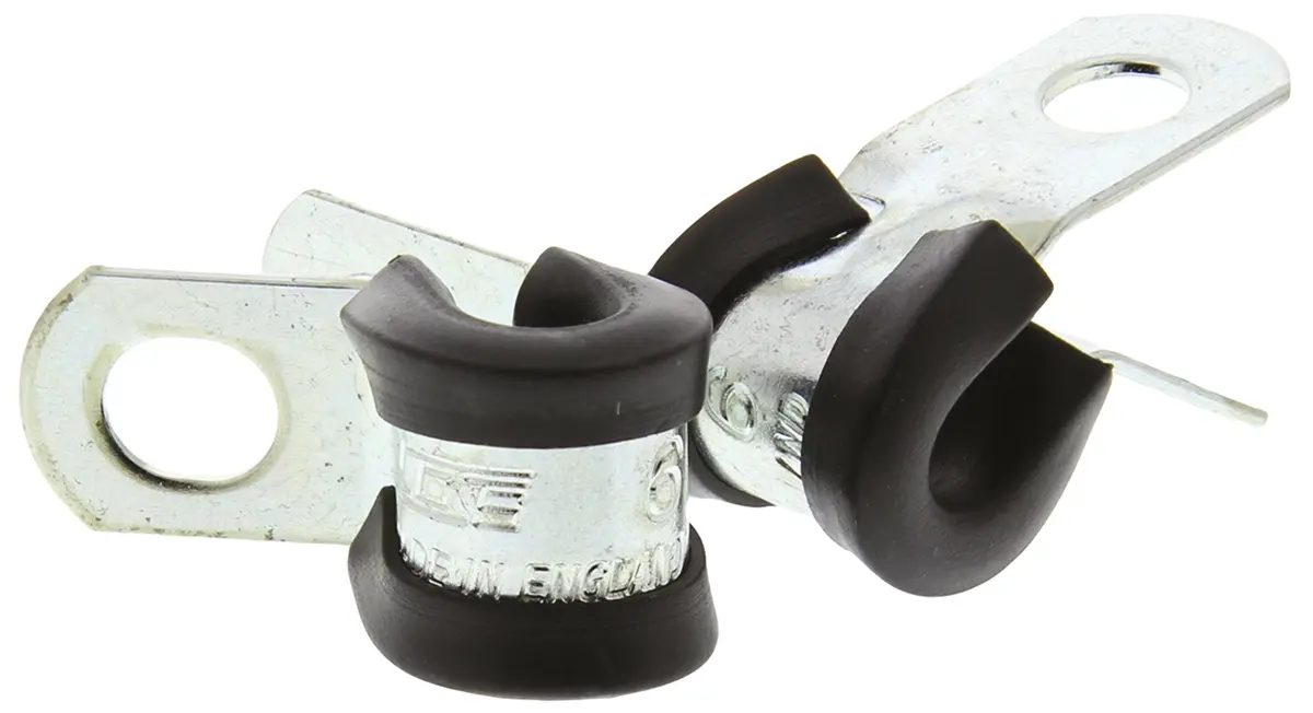 Produktfoto 1 von JCS Gummi Schwarz Stahl zinkplattiert P-Schellen, Ø 6 mm, x 12.6 mm