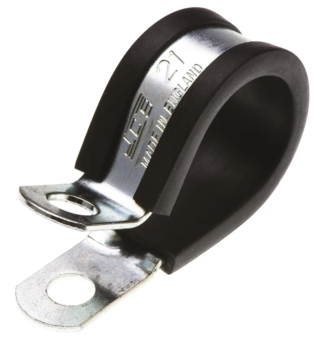 Produktfoto 1 von JCS Gummi Schwarz Stahl zinkplattiert P-Schellen, Ø 21 mm, x 12.6 mm