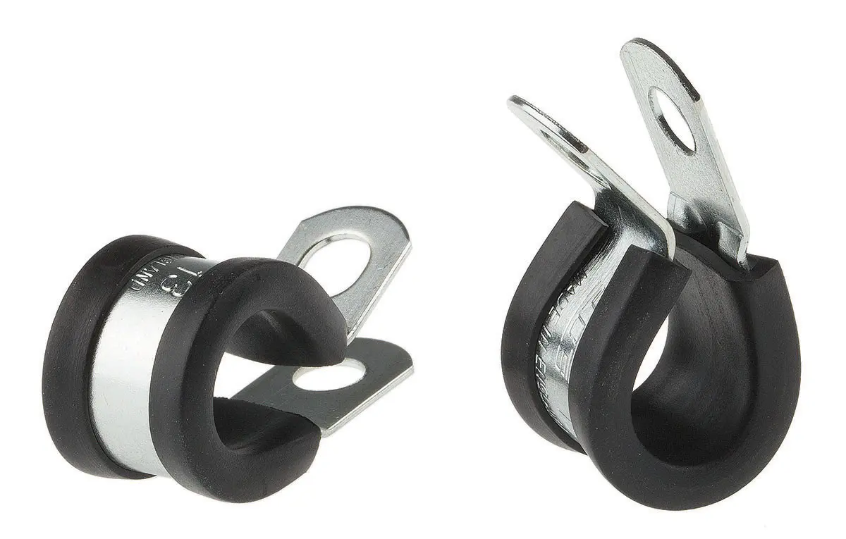 Produktfoto 1 von JCS Gummi Schwarz Edelstahl P-Schellen, Ø 13 mm, x 12.6 mm