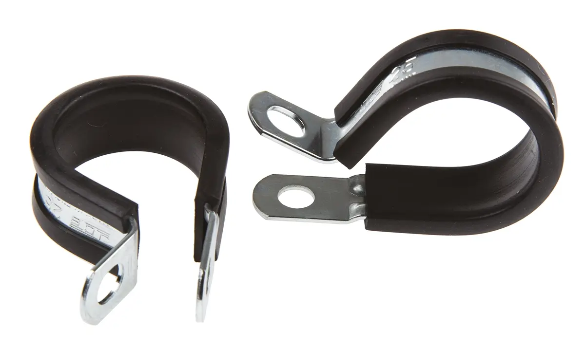 Produktfoto 1 von JCS Gummi Schwarz Stahl zinkplattiert P-Schellen, Ø 25 mm, x 12.6 mm
