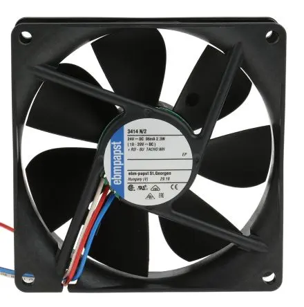 Produktfoto 1 von ebm-papst 3400 N Axiallüfter, Kugel, 24V dc / 2.3 W 96 mA, 2700 U/min, 84 m³/h IP68 92 mm 92mm 25 mm