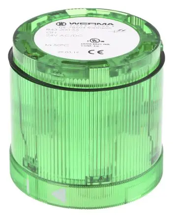 Produktfoto 1 von Werma 843 LED Signalleuchte Dauer-Licht 24V dc Grün Wechselstrom/Gleichstrom IP54, 70 mm x 65.5 mm