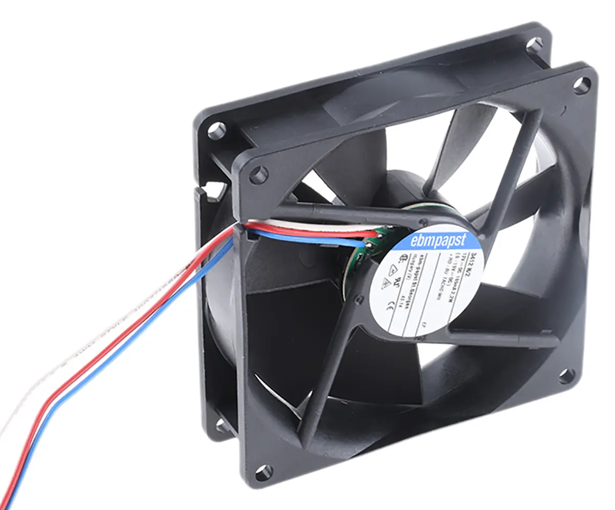 Produktfoto 1 von ebm-papst 3400 N DC-Axiallüfter, Kugellager, 12 V dc / 2.2W, 92 x 92 x 25mm, 2700U/min, 84m³/h