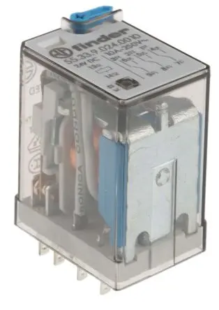 Produktfoto 1 von Finder 55 Relais 24V dc Spule Dreipoliger Umschalter 10A 600 Ω 1 W