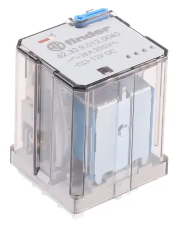 Produktfoto 1 von Finder 62 Leistungsrelais 12V dc Spule Dreipoliger Umschalter 16A 110 Ω 1.3 W