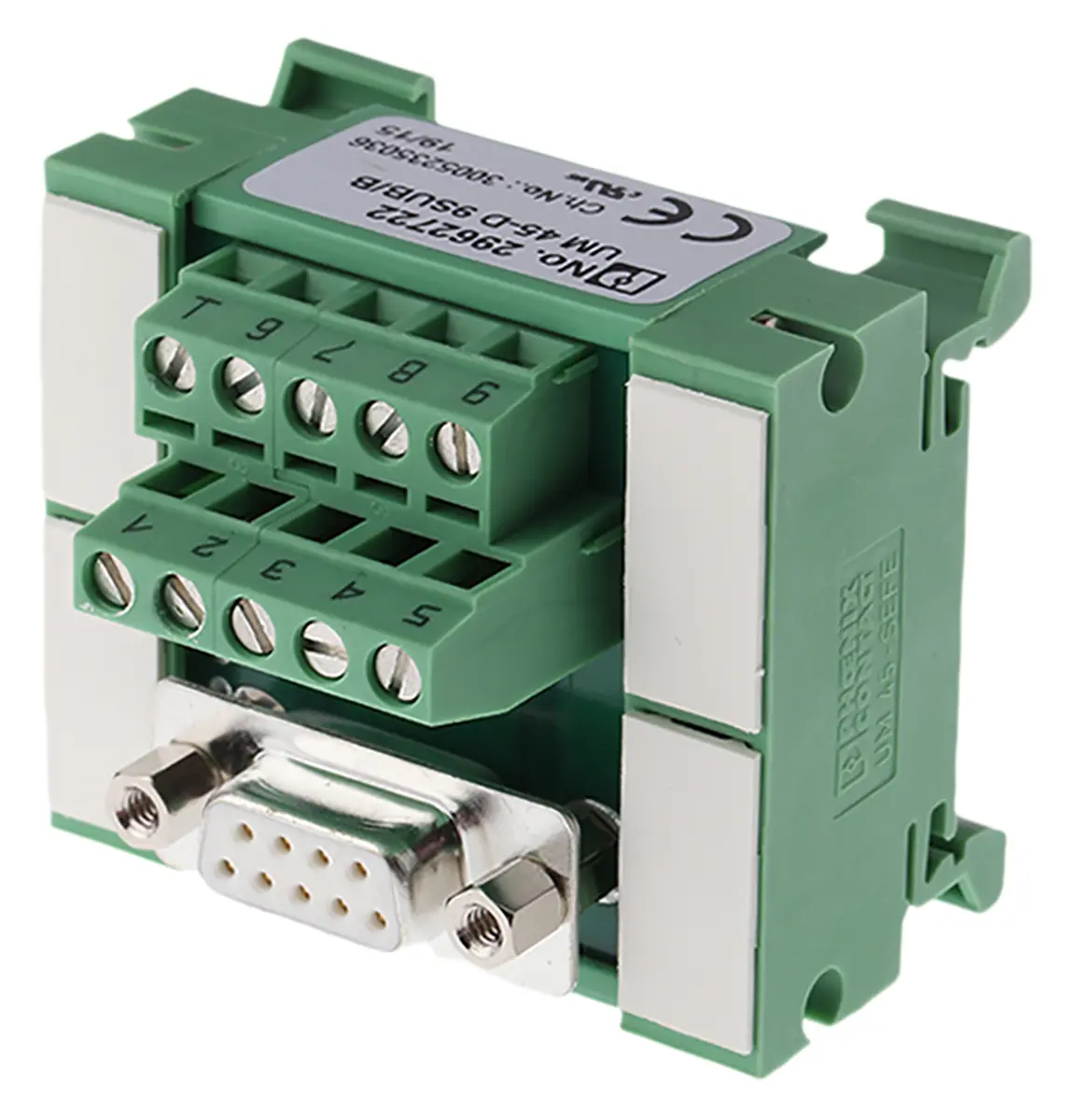 Produktfoto 1 von Phoenix Contact UM 45-D Schnittstellenmodul D-SUB, Buchse, 9-polig, 125 V ac/dc, DIN-Hutschiene 2.5A