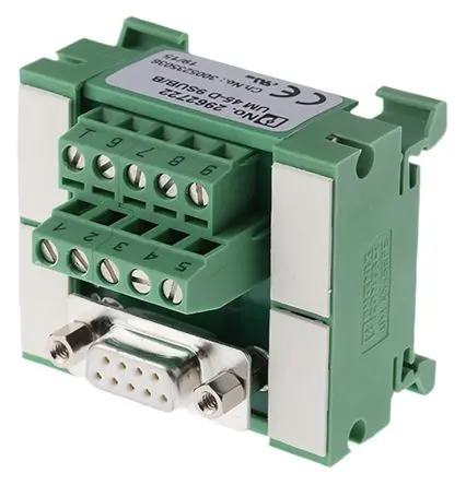 Produktfoto 1 von Phoenix Contact UM 45-D Schnittstellenmodul D-SUB, Buchse, 9-polig, 125V ac/dc, DIN-Hutschiene 2.5A