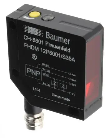 Produktfoto 1 von Baumer FHDM 12P Kubisch Optischer Sensor, Diffus, PnP Ausgang, 4-polig M8