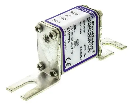 Produktfoto 1 von Mersen NH-Sicherung mit Schraublaschen NH000, 660V ac / 160A FF, URB cULus, Lochabstand 77.5 mm