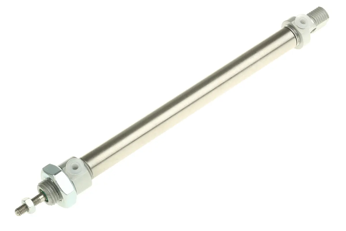 Produktfoto 1 von RS PRO ISO 6432 Pneumatikzylinder 100 mm Doppeltwirkend, Bohrung Ø 10 mm, bis 10 bar