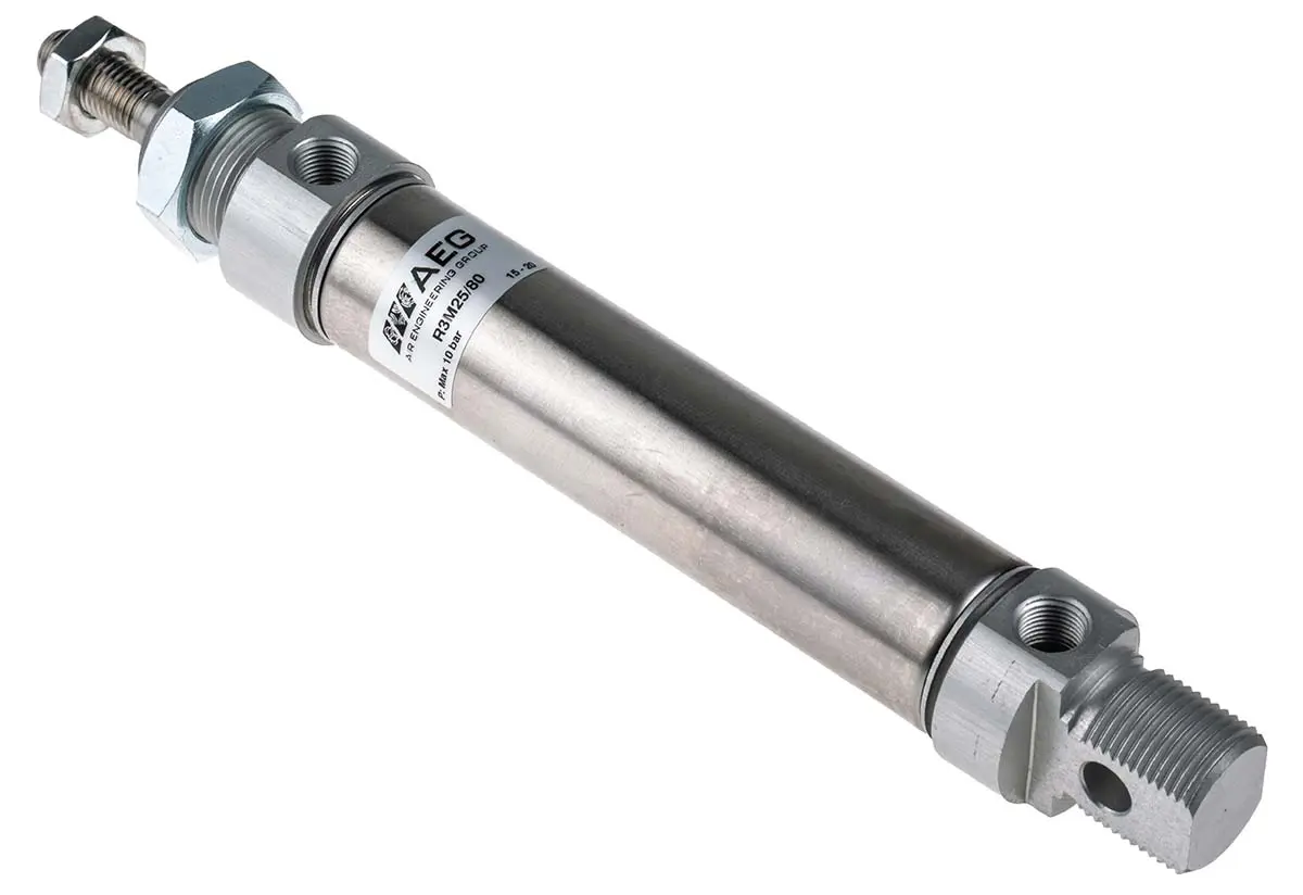 Produktfoto 1 von RS PRO ISO 6432 Pneumatikzylinder 80 mm Doppeltwirkend, Bohrung Ø 25 mm, bis 10 bar