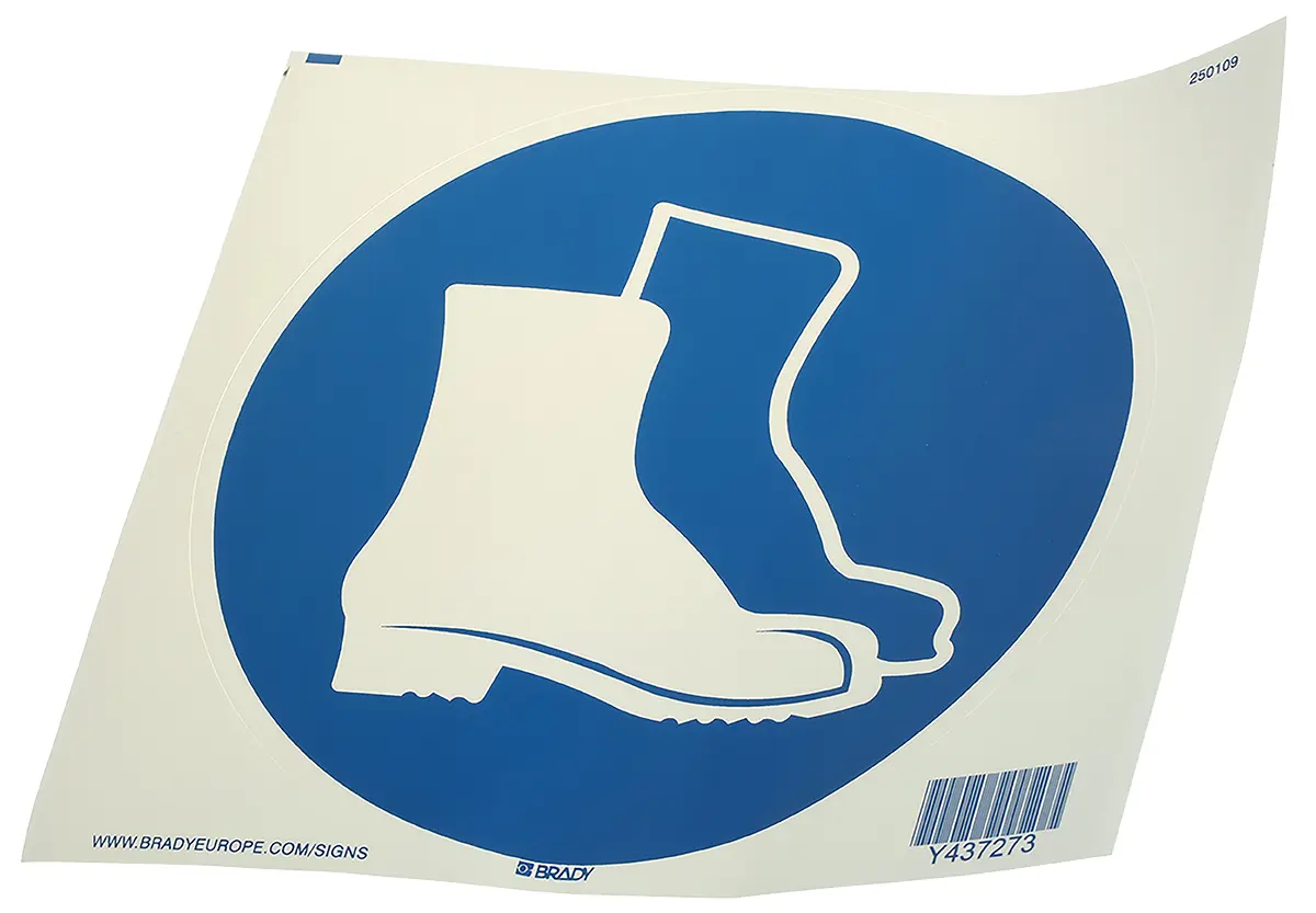 Produktfoto 1 von Brady Gebotszeichen mit Piktogramm: Foot Protection Must Be Worn, Polyethylenterephthalat Selbstklebend
