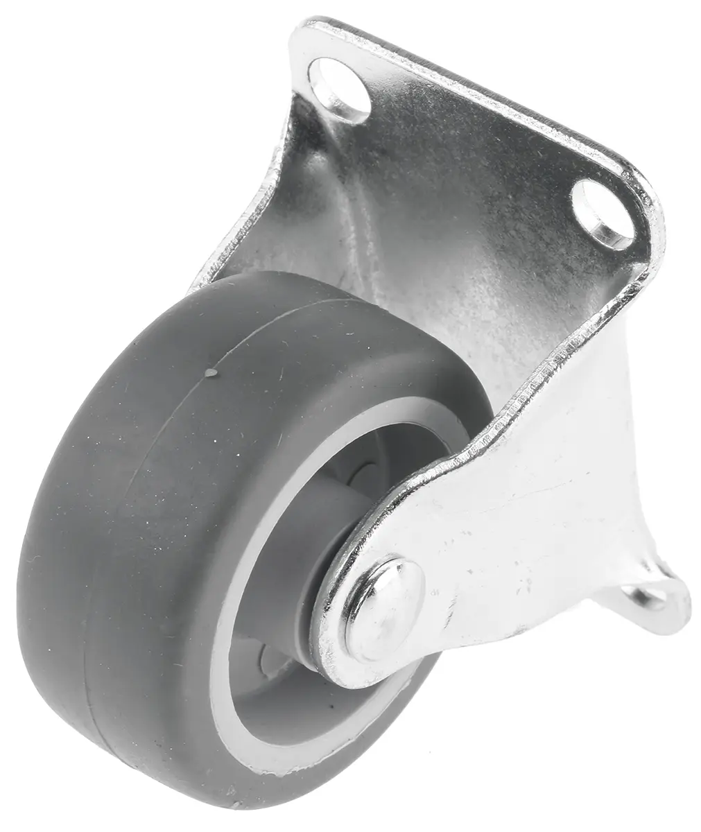 Produktfoto 1 von Guitel Hervieu Fest Lenkrolle, Rad ø 42mm, 15kg, Ges H. 54mm, Rad B. 18mm, 54 x 38mm, Platte, Gummi-Material