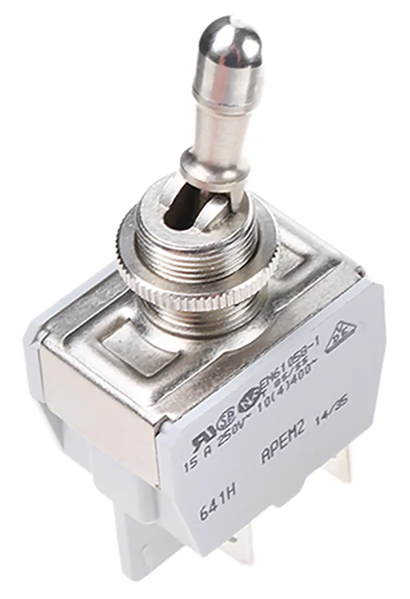 Produktfoto 1 von APEM Panel Kippschalter DPST, Ein-Aus, 24 V dc, 250 V ac, 10A, Stecker