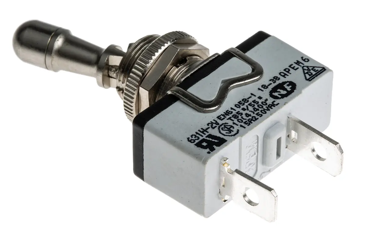 Produktfoto 1 von APEM Panel Kippschalter SPST, Ein-Aus, 24 V dc, 250 V ac, 10A, Stecker