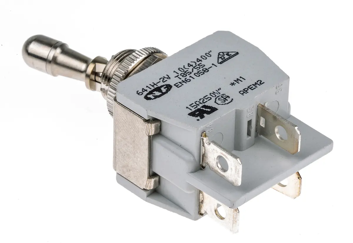 Produktfoto 1 von APEM Panel Kippschalter DPST, Ein-Aus, 24 V dc, 250 V ac, 10A, Stecker