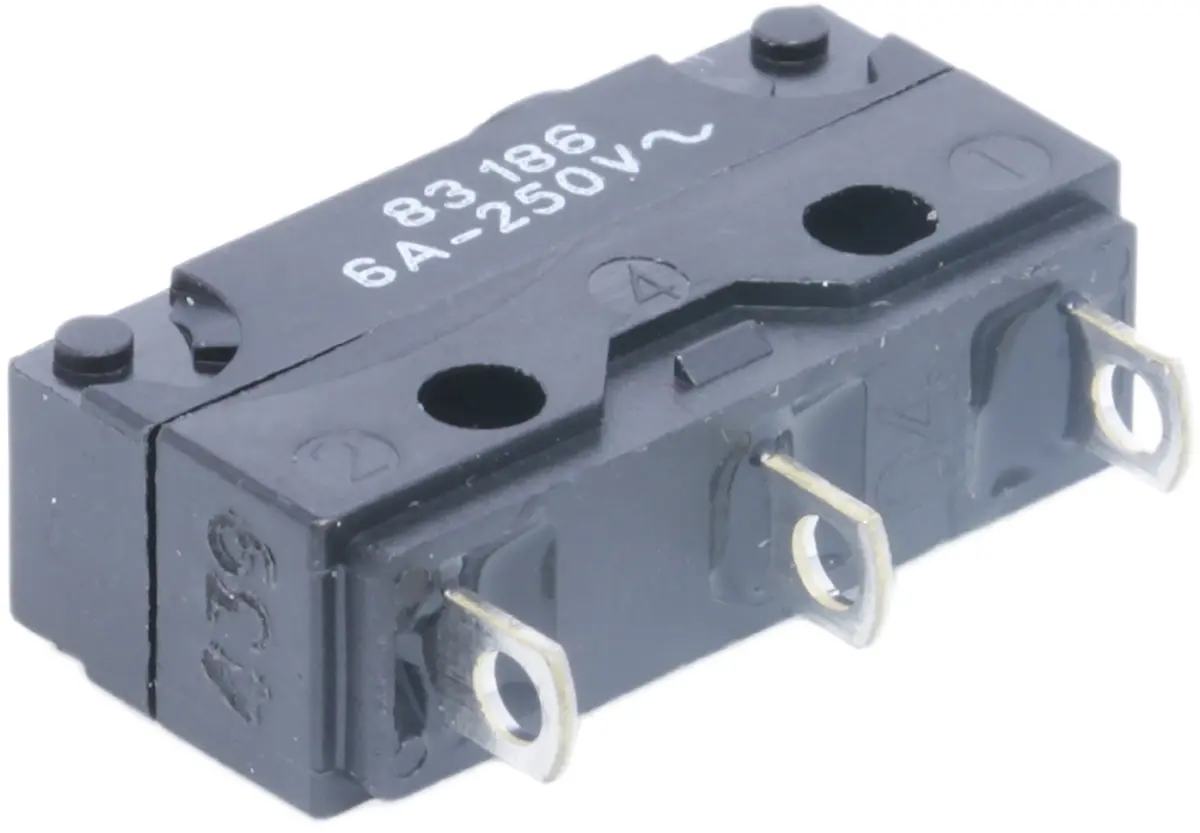 Produktfoto 1 von Crouzet Mikroschalter Knopf-Betätiger Lötanschluss, 6 A @ 250 V ac, SPDT IP 67 2,5 N -40°C - +125°C