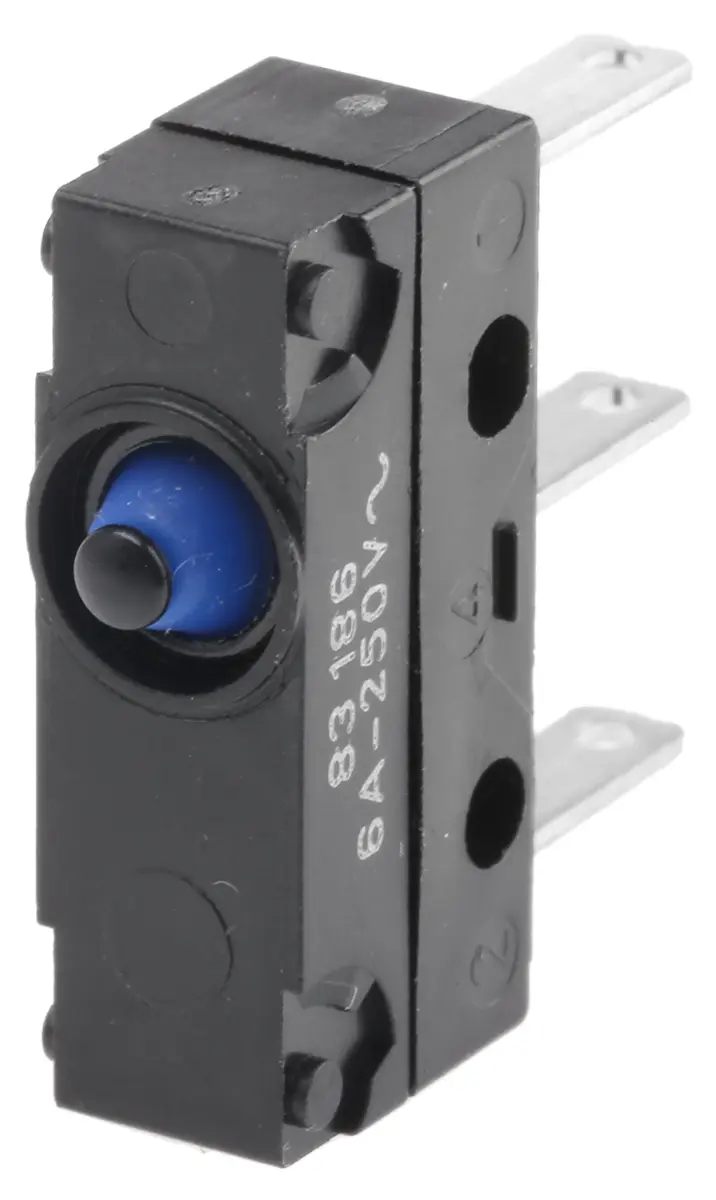 Produktfoto 1 von Crouzet Mikroschalter Knopf-Betätiger Schnellverbindung, 6 A @ 250 V ac, SPDT IP 67 2,5 N -40°C - +125°C