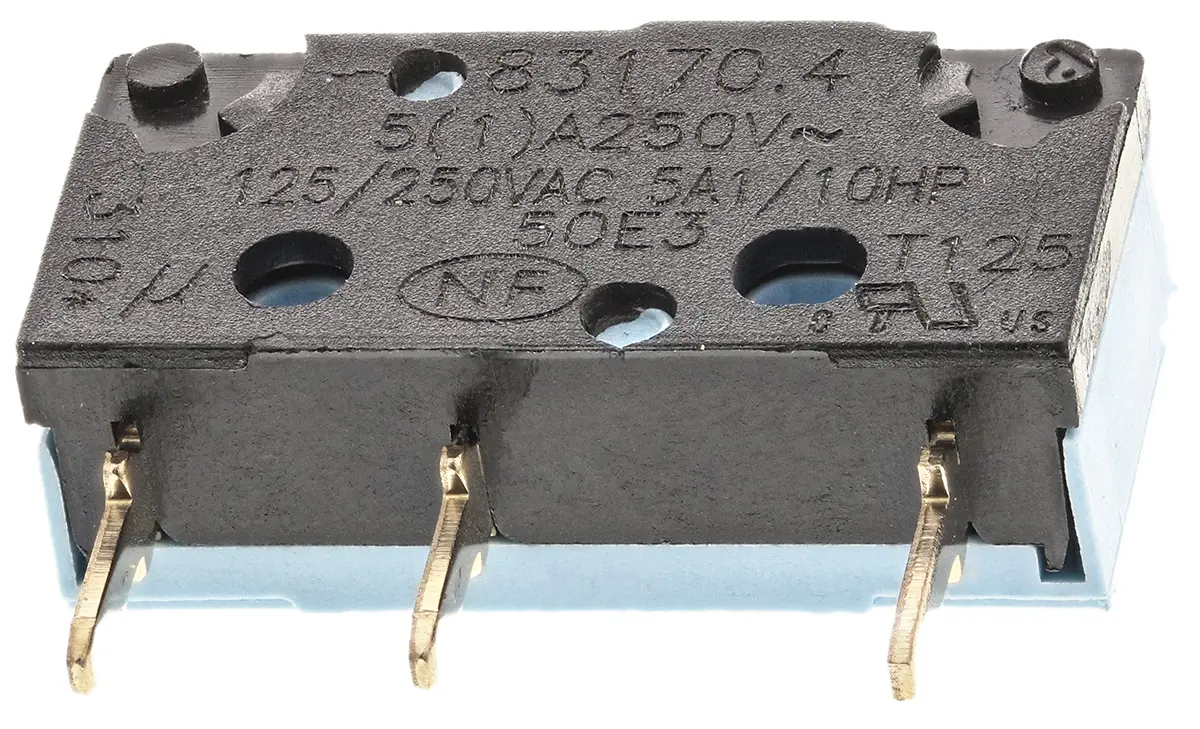 Produktfoto 1 von Crouzet Mikroschalter Stößel-Betätiger Lötanschluss, 5 A @ 250 V ac, SPDT 0,6 N -20°C - +125°C