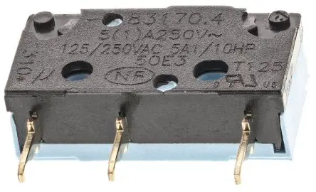 Produktfoto 1 von Crouzet Mikroschalter Stößel-Betätiger Lot, 1-poliger Umschalter, 250 V ac, 5A 0.6N -20 °C - 125 °C