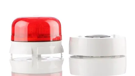 Produktfoto 1 von Klaxon Flashguard QBS Xenon Filament/Warnsummer Signalleuchte 24V dc Rot Oberfläche, Ø 85 mm x 81 mm IP67, IP65