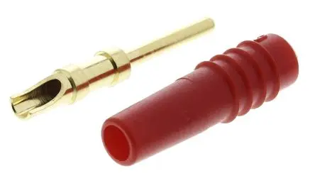 Produktfoto 1 von Staubli 1 mm Stecker Rot Prüfspitze, Kontakt Gold, 30 V, 60V dc 6A Lot