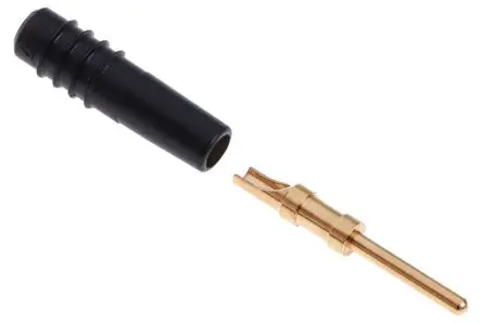 Produktfoto 1 von Staubli 1 mm Stecker Schwarz Prüfspitze, Kontakt Gold, 30 V, 60V dc 6A Lot
