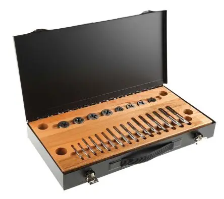 Produktfoto 1 von RS PRO HSS Gewindebohrer- und Matrizensatz, 20-teilig Gewindebohrer M3 → M10, Matrizen M3 → M10